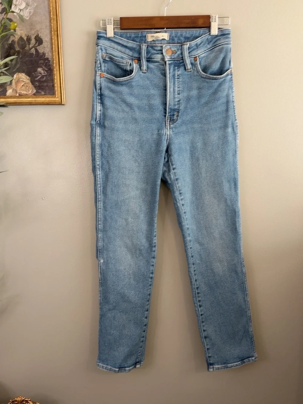 Madewell Curvy Stovepipe Jeans Size 27 Light Wash High Rise Straight Leg